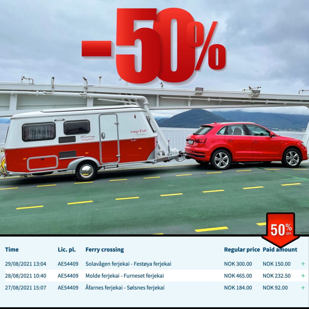 50% discount with autopass for ferry