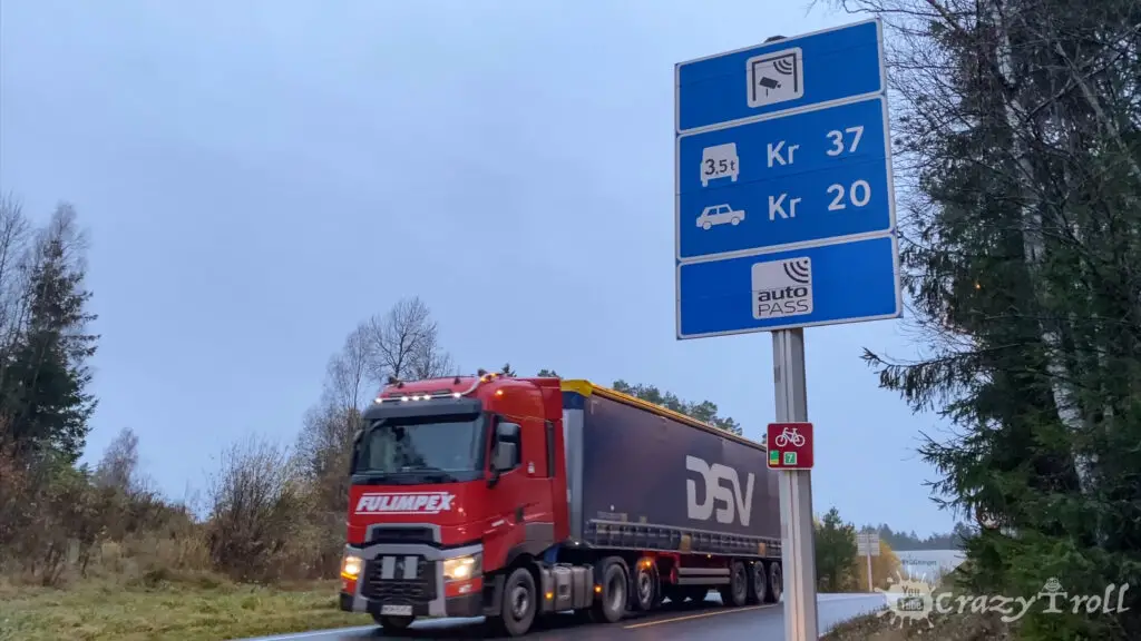 Price sign on toll roads in Norway