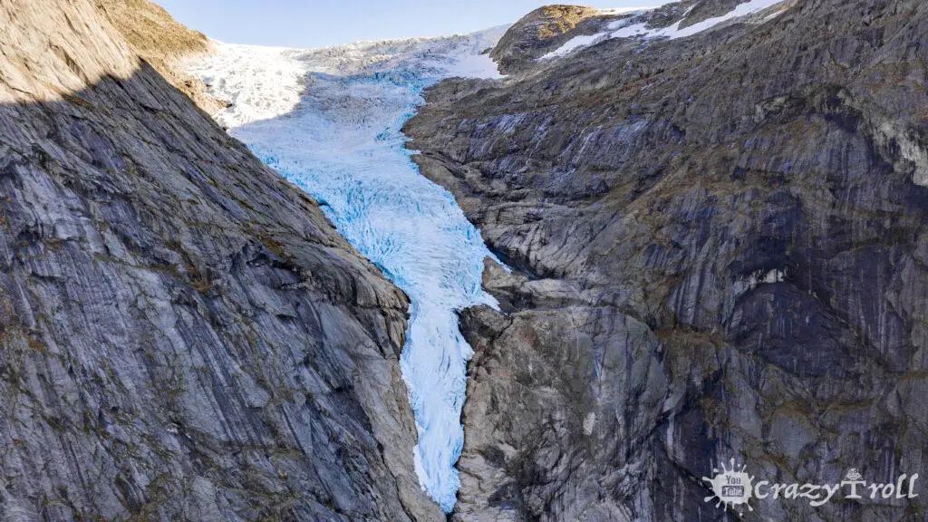 View of Briksdalsbreen glacier arm