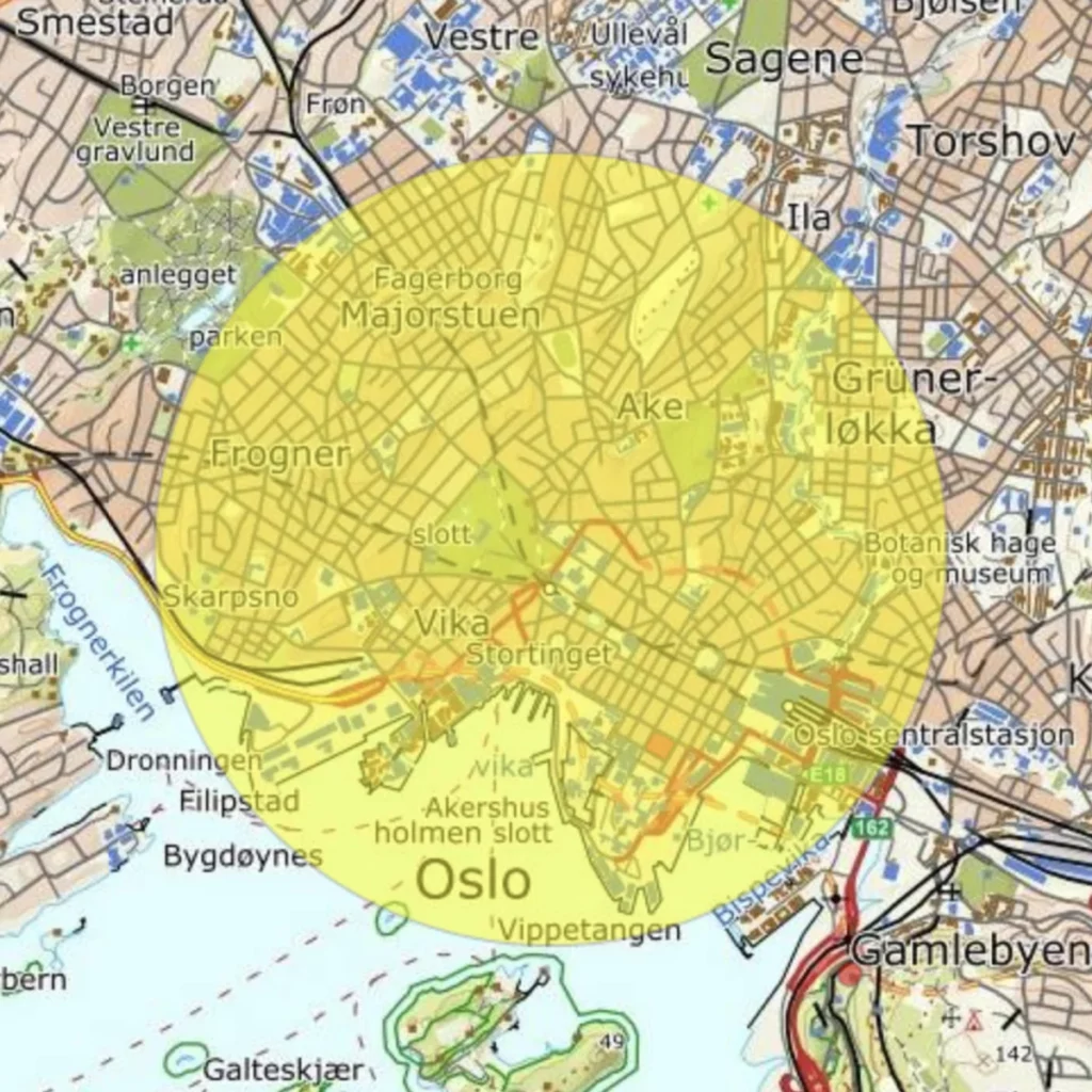 Oslo R102 restricted area map