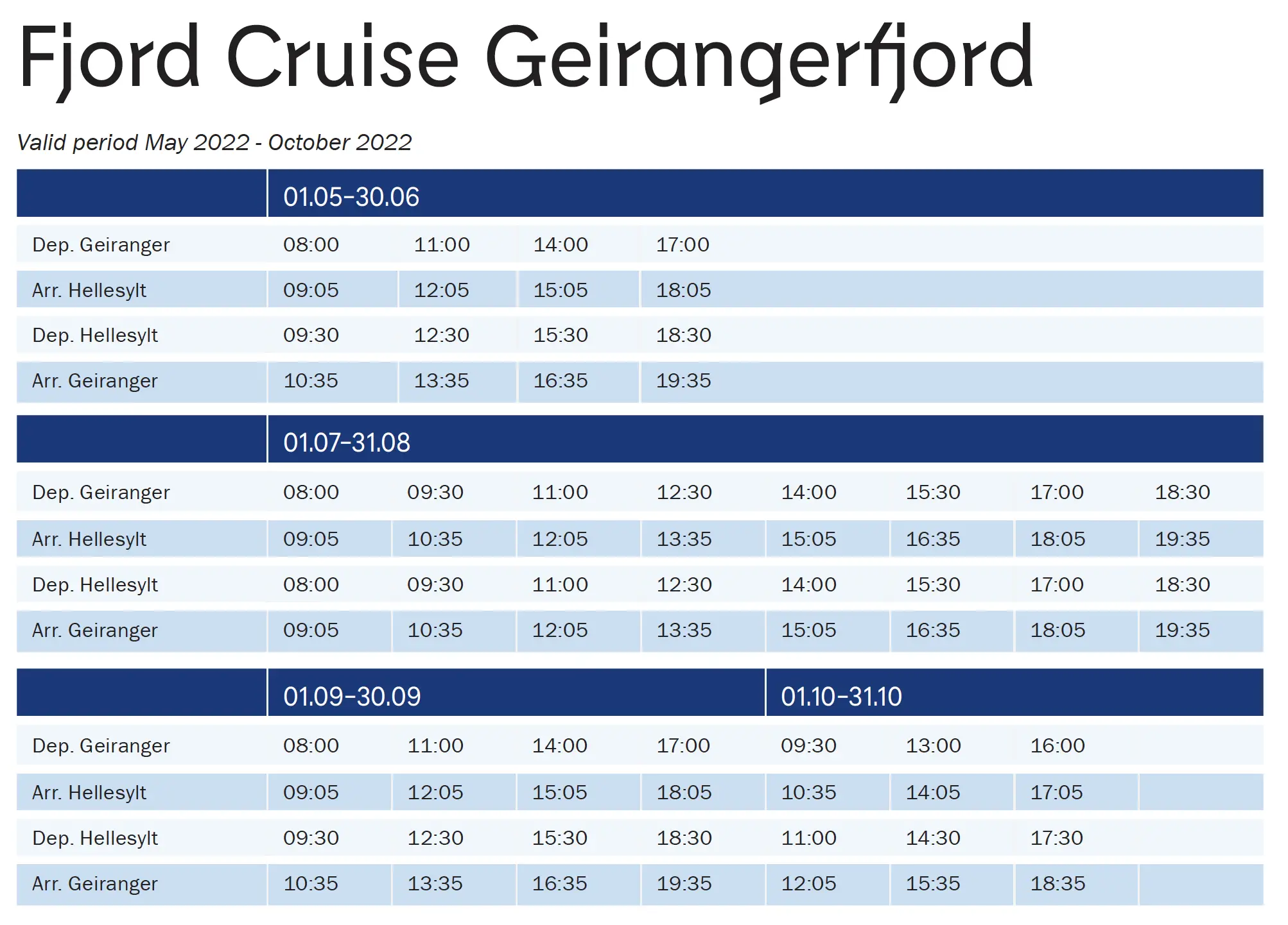 geiranger cruise timetable