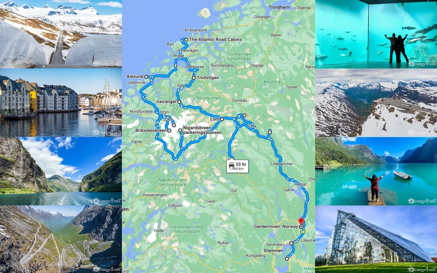 2-Week Road Trip Route from Oslo Norway