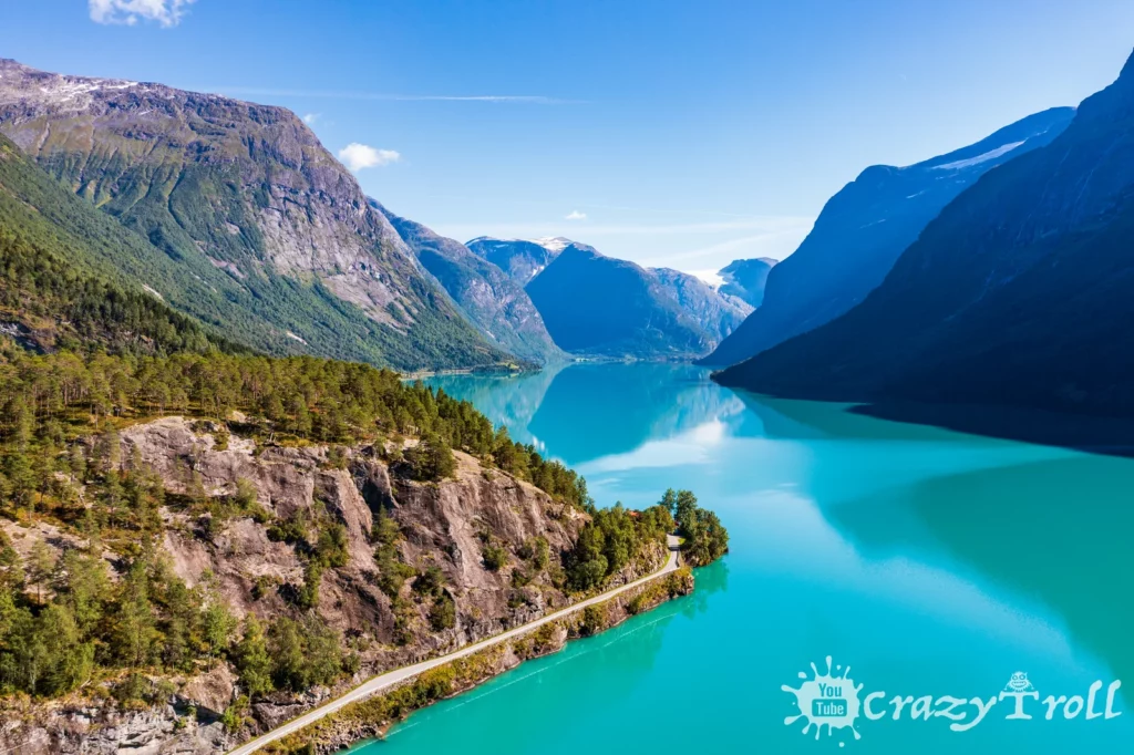 7 Days Norway Road Trip Itinerary - Aerial view of the Glacial lake Lovatnet