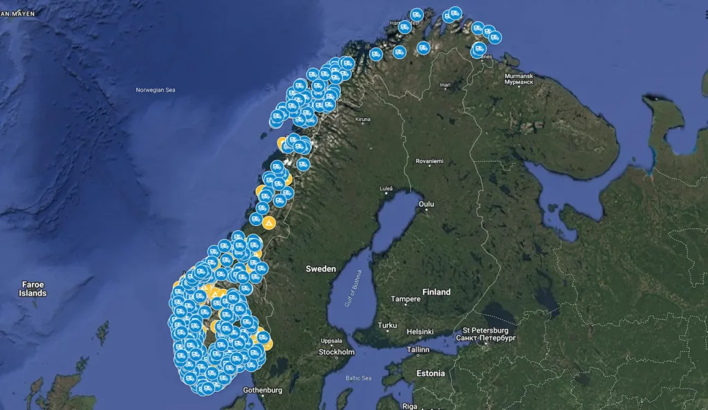 Map of Camping Sites and Parking in Norway from CrazyTroll